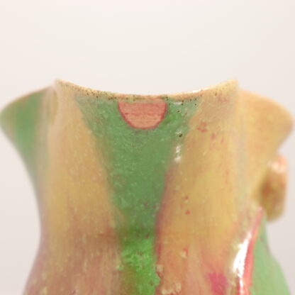 Vintage Rare Australian Pottery Jug With Green, Red, & Beige Gum Leaf And Nut Decoration By Remued 10
