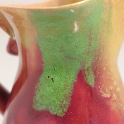 Vintage Rare Australian Pottery Jug With Green, Red, & Beige Gum Leaf And Nut Decoration By Remued 11