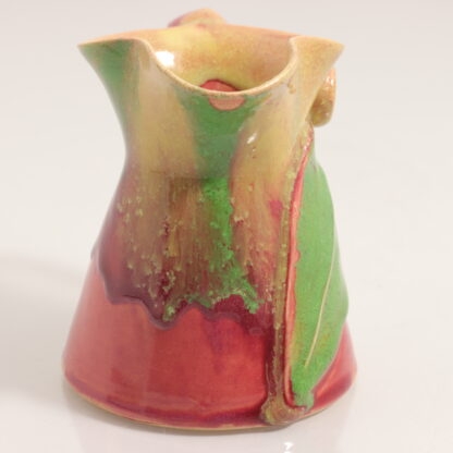 Vintage Rare Australian Pottery Jug With Green, Red, & Beige Gum Leaf And Nut Decoration By Remued 3