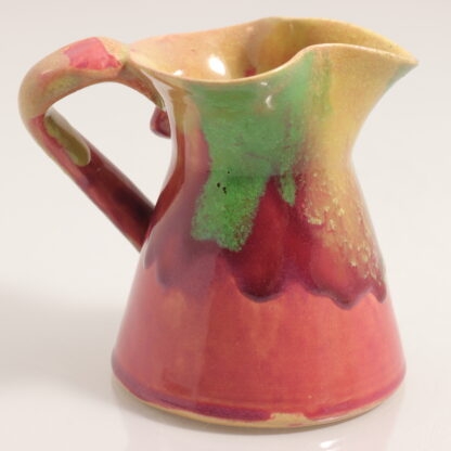 Vintage Rare Australian Pottery Jug With Green, Red, & Beige Gum Leaf And Nut Decoration By Remued 5
