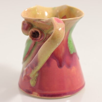 Vintage Rare Australian Pottery Jug With Green, Red, & Beige Gum Leaf And Nut Decoration By Remued 6