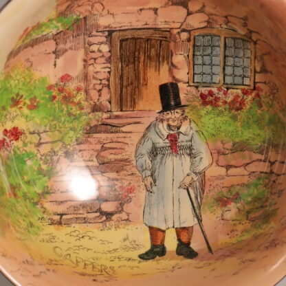 Vintage Royal Doulton Noke ‘gaffers’ Footed Large Salad Bowl D4210 With A Gaffer Standing At The Bottom Of His Cottage Steps By Royal Doulton 6