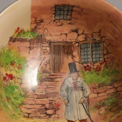 Vintage Royal Doulton Noke ‘gaffers’ Footed Large Salad Bowl D4210 With A Gaffer Standing At The Bottom Of His Cottage Steps By Royal Doulton 7