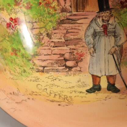 Vintage Royal Doulton Noke ‘gaffers’ Footed Large Salad Bowl D4210 With A Gaffer Standing At The Bottom Of His Cottage Steps By Royal Doulton 8