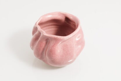 Hand Made Wheel Thrown Manipulated Vase Decorated In Our Pink Plum Glaze 54