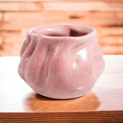 Hand Made Wheel Thrown Manipulated Vase Decorated In Our Pink Plum Glaze 53