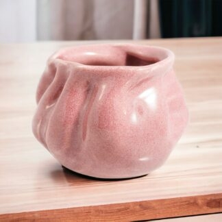 Hand Made Wheel Thrown Manipulated Vase Decorated In Our Pink Plum Glaze 54