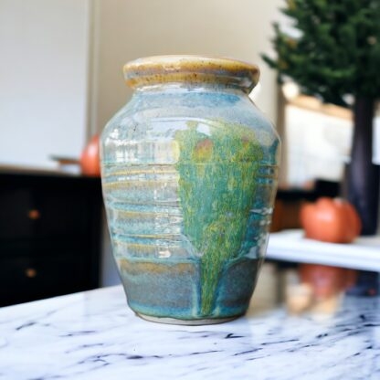 Hand Made Wheel Thrown Vase Decorated In Our Wacky Wombat Glaze On A White Speckle Clay Body 10