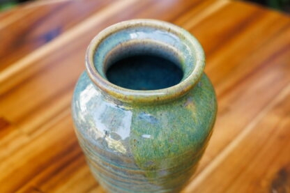 Hand Made Wheel Thrown Vase Decorated In Our Wacky Wombat Glaze On A White Speckle Clay Body 6