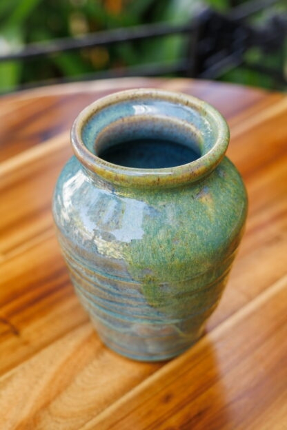 Hand Made Wheel Thrown Vase Decorated In Our Wacky Wombat Glaze On A White Speckle Clay Body 8