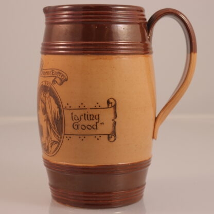 Vintage:antique Rare Pottery Jug Of Queen Victoria With Written Scroll Pattern ‘she Wrought Her People’ ‘lasting Good’ By Royal Doulton Lambeth 88