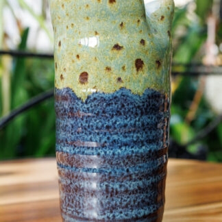 Wheel Thrown Hand Made Ribbed Vase Decorated In Our Wacky Wombat Glaze 4