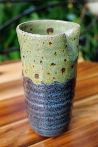 Wheel Thrown Hand Made Ribbed Vase Decorated In Our Wacky Wombat Glaze 5