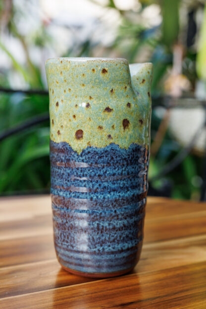 Wheel Thrown Hand Made Ribbed Vase Decorated In Our Wacky Wombat Glaze 6