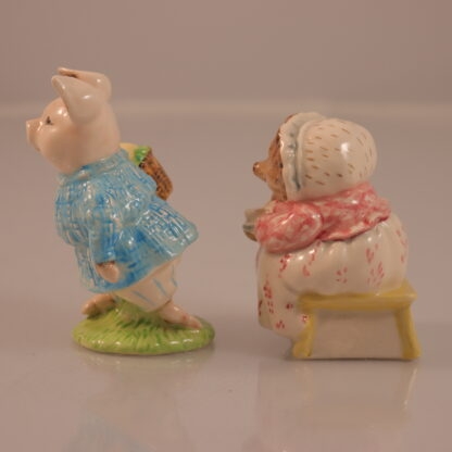 1989 & 2002 Beatrix Potter Figurines “mrs Tiggy Winkle Takes Tea” & “little Pig Robinson” By Royal Doulton & John Beswick 08