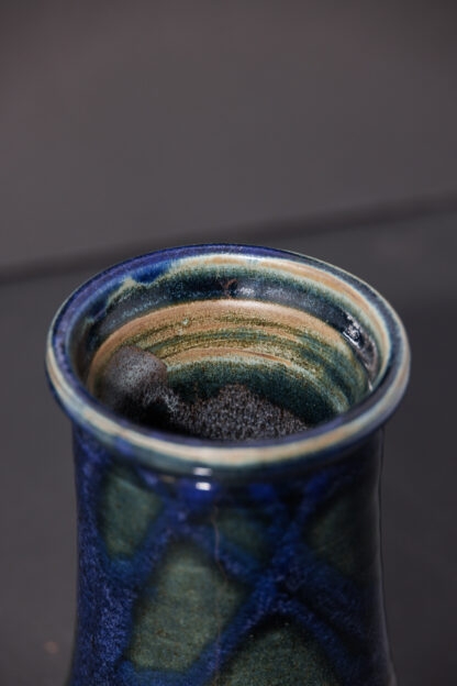 Hand Made Wheel Thrown Vase Decorated In Our Stonewash, Sapphire Blue & Aussie Bush (cover) Glaze 8