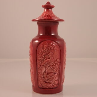 Vintage Red Glazed Jar With Bird And Tree Decoration By Sylvac493