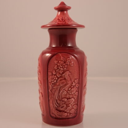 Vintage Red Glazed Jar With Bird And Tree Decoration By Sylvac495