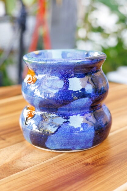 Wheel Thrown Blue & Orange Small Planter Decorated In Our Combination Glaze 77