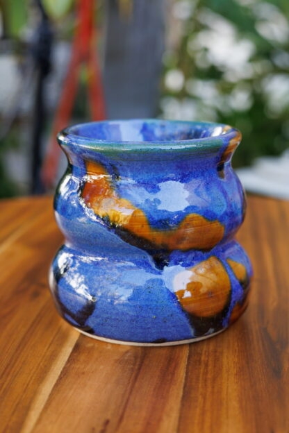 Wheel Thrown Blue & Orange Small Planter Decorated In Our Combination Glaze 78