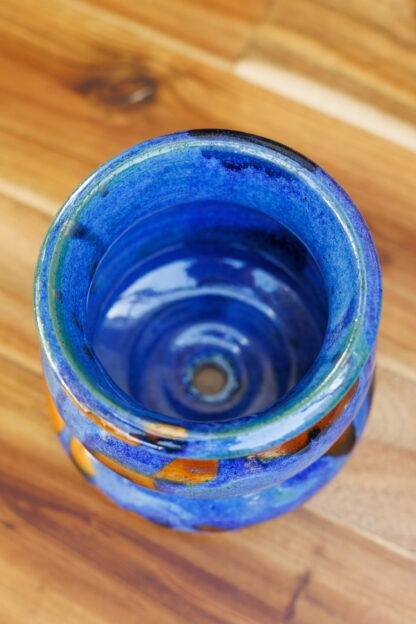 Wheel Thrown Blue & Orange Small Planter Decorated In Our Combination Glaze 80
