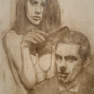 “A Woman Combing A Gentleman’s Hair” (untitled) Adrian Grist (Australian-Sweden) 1