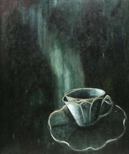 “Untitled the Teacup” Original Oil Painting Christine Hubay (Australian) 1