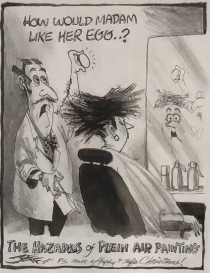 Original Ink & Pencil Cartoon “How Would Madam Like Her Egg?” Geoffrey Raynor Hook OAM (1928 – 2018) 1