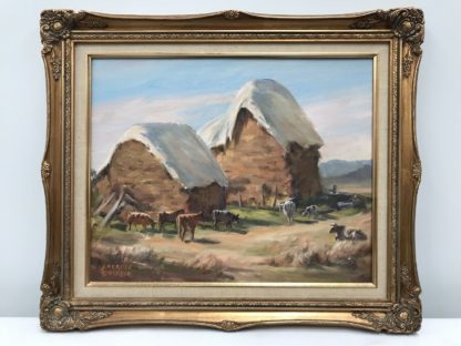 “Hay Stacks and Cows” By Ambrose Sylvester Griffin (Australian 1912-1980) 2