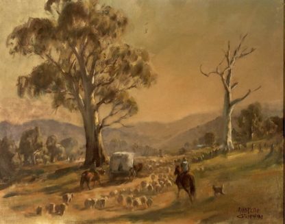 Ambrose Sylvester Griffin (Aust 1912-1980) “Sheep Muster” Oil Painting 1