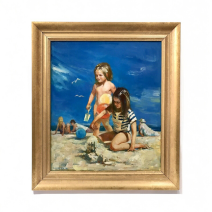 Original Oil Painting By Richard Gao "On The Beach" Signed And Dated 96 Lower Left 24