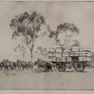 Original Etching Titled “The Wool Team” By ERNEST WARNER (British-Australian 1879-1968) 1