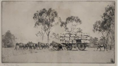 Original Etching Titled “The Wool Team” By ERNEST WARNER (British-Australian 1879-1968) 1