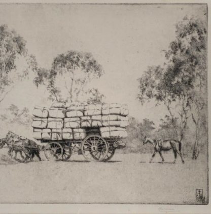 Original Etching Titled “The Wool Team” By ERNEST WARNER (British-Australian 1879-1968) 4