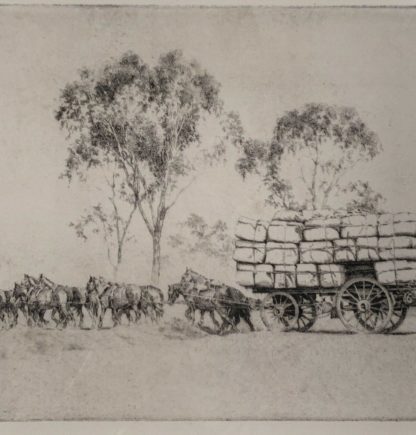 Original Etching Titled “The Wool Team” By ERNEST WARNER (British-Australian 1879-1968) 5