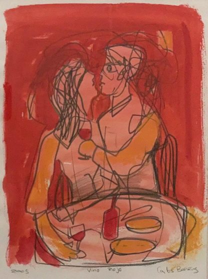 Original Mixed Media Painting “Vino Rojo” By Carlos Barrios 1