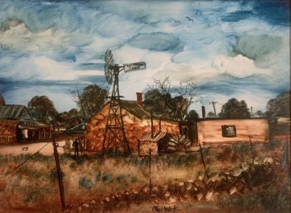 Original Oil On Board Painting By Pro Hart Silverton Depicting Farmhouse 1