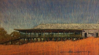 Original Pastel Drawing by Clark Barrett “Woolshed” Signed lower Right 1