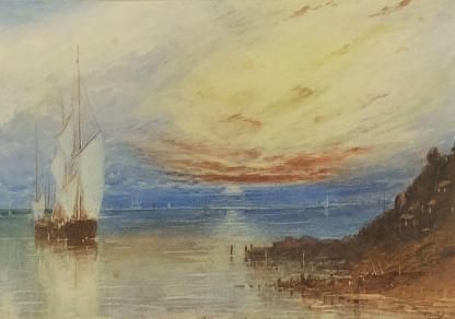 Harbour Light “Untitled” Watercolour Painting By Huett 1