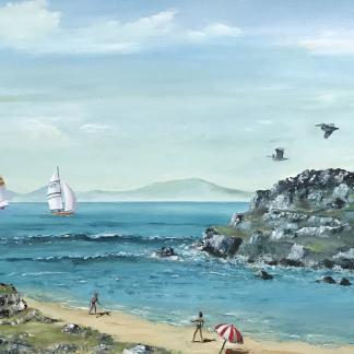 “Summer Solitude” Beach Scene Oil Painting By By Alan Maas