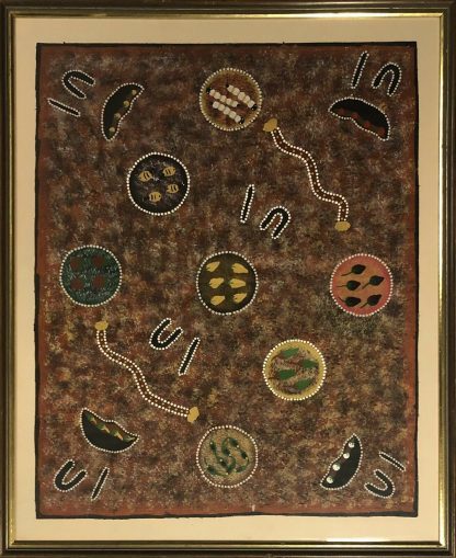 Australian Aboriginal Hilda Nambula “Bush Tucker” Painting Utopia Art Community NT 7