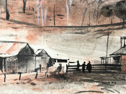 “Wallerawang Farm” N.S.W Watercolour Painting By Kenneth Jack 9