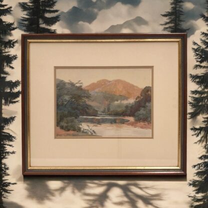 Original Watercolour by John Thomas Rowell (1894-1973) Forest Mountain Landscape