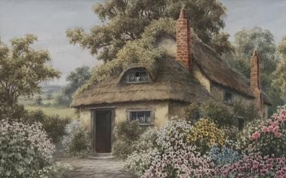 “Thatched Cottage” Watercolour By Ernest Edwin Abbott