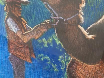 Original Pastel Drawing By Clarke Barrett (Nicaraguan-Australian) “Camel Driver” 5