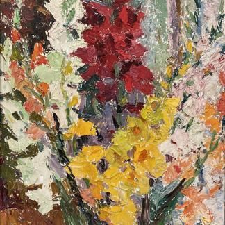 Original Oil Painting By Ludmilla Meilerts (Australian 1908-1997) “Gladioli”