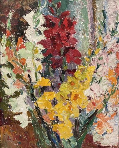 Original Oil Painting By Ludmilla Meilerts (Australian 1908-1997) “Gladioli”