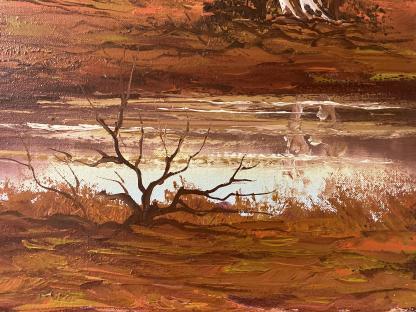 “Red Cliffs With Billabong” Untitled Oil Painting By Henk Guth 5