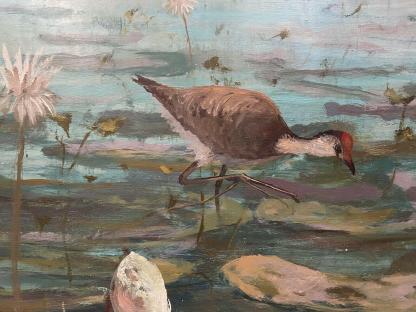 Jacana Kakadu Oil on Board Painting Signed Max Sherlock 4