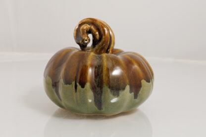 Hand Made Hand Built Pumpkin Decorated In Our Floating Orange Cover With Green Body Glaze 5